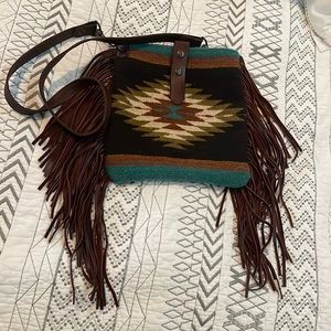 Mcfadin Frayed Aztec Crossbody Bag